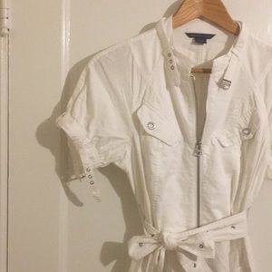 A|X Armani Exchange white full zip dress